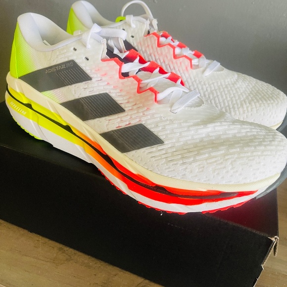 Adidas Adistar BYD Running Shoes Men’s 11.5 White Black Lemon Sneakers